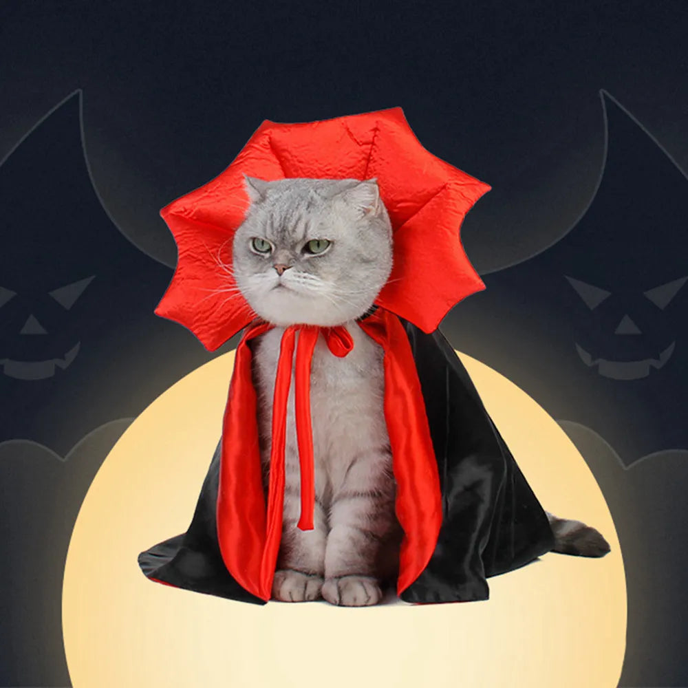 Cute Halloween Pet Costumes Cosplay Vampire Cloak