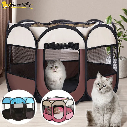Portable Folding Pet Tent Dog House Octagonal Cage For Cat